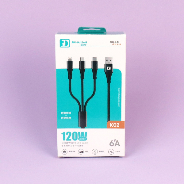 K02 Flash Charge One Drag Three Data Line 1.2 m - Image 3