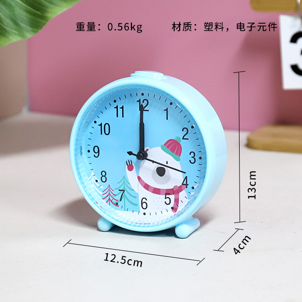 HS-H38 round cartoon digital second jump movement alarm clock (mixed color)