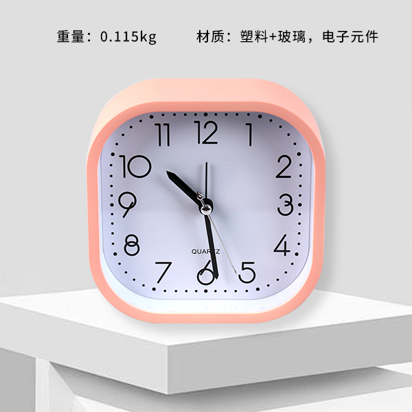 HD-7056 square white regular digital surface jump seconds movement alarm clock (mixed color)