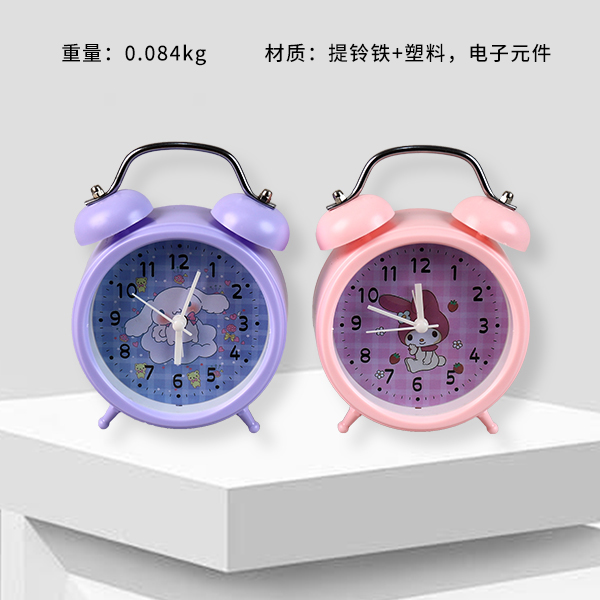 HR-8075A round cartoon digital second jump movement alarm clock (mixed color)