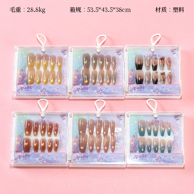 ZJ1019 cat eye printing long false nails