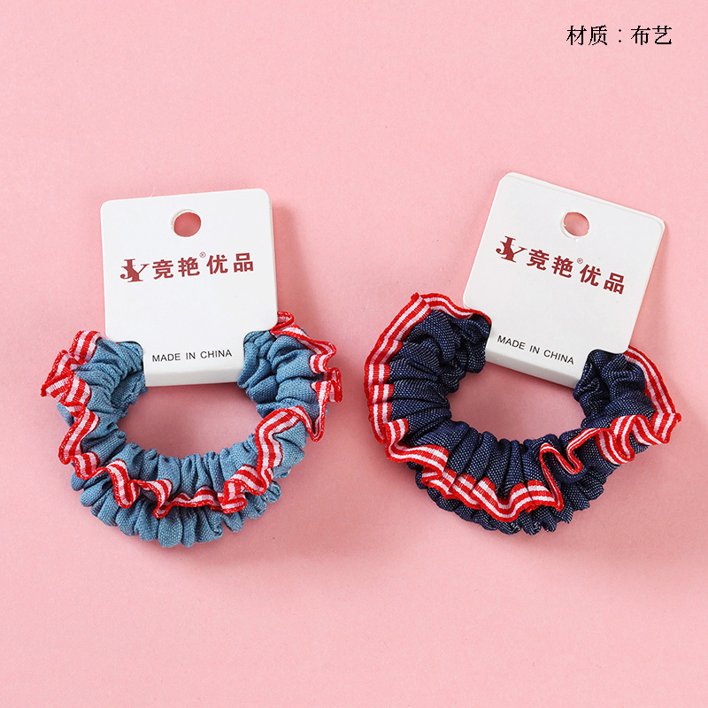 Red plaid lace denim loop (1 1)