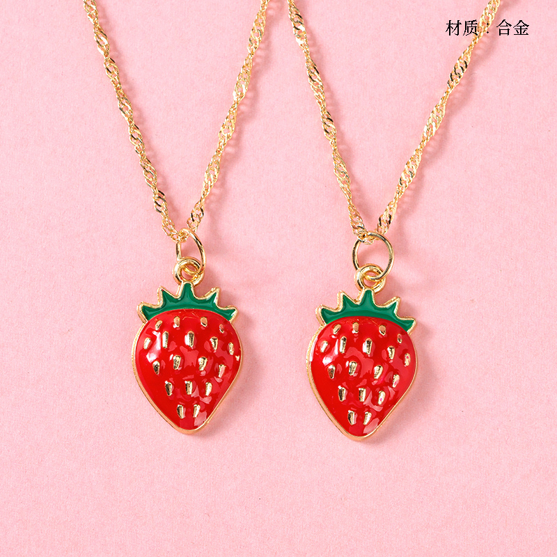 Drip Strawberry Pendant Necklace
