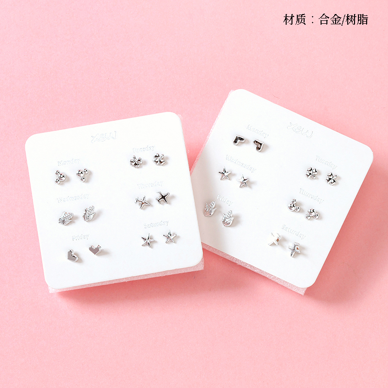 Six pairs of simple style stud earrings