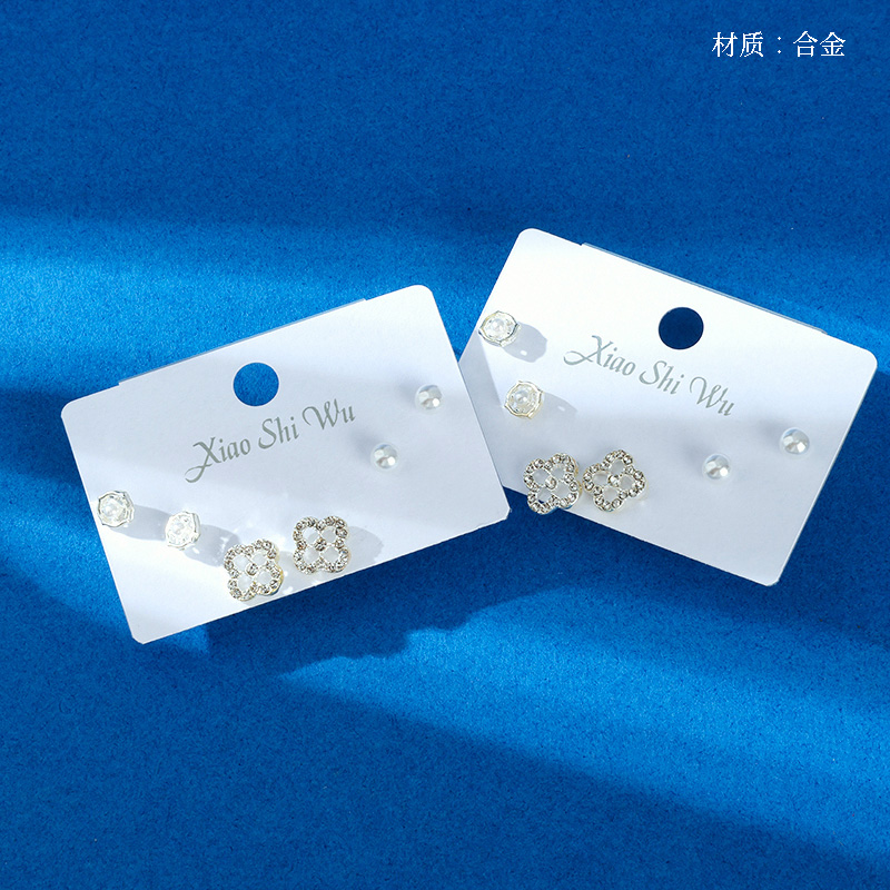 Three pairs of new rhinestone pearl stud earrings