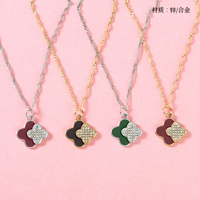 Oil Drop Drill Lucky Grass Water Ripple Necklace