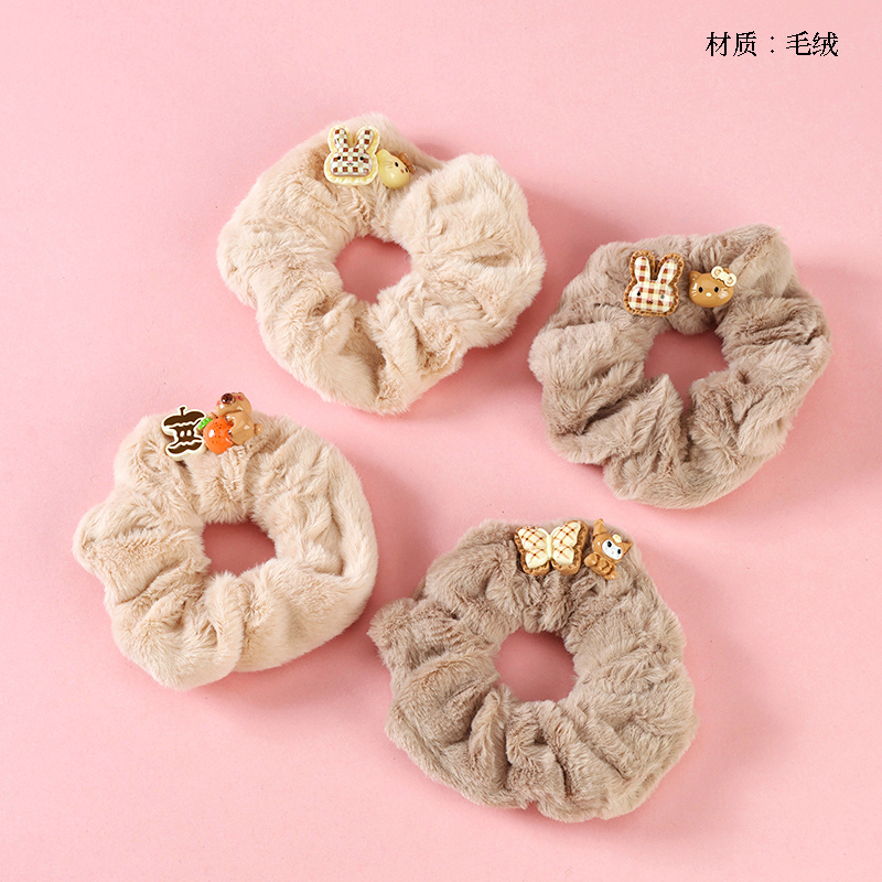 Boxed two cartoon accessories large terry (milk tea color)