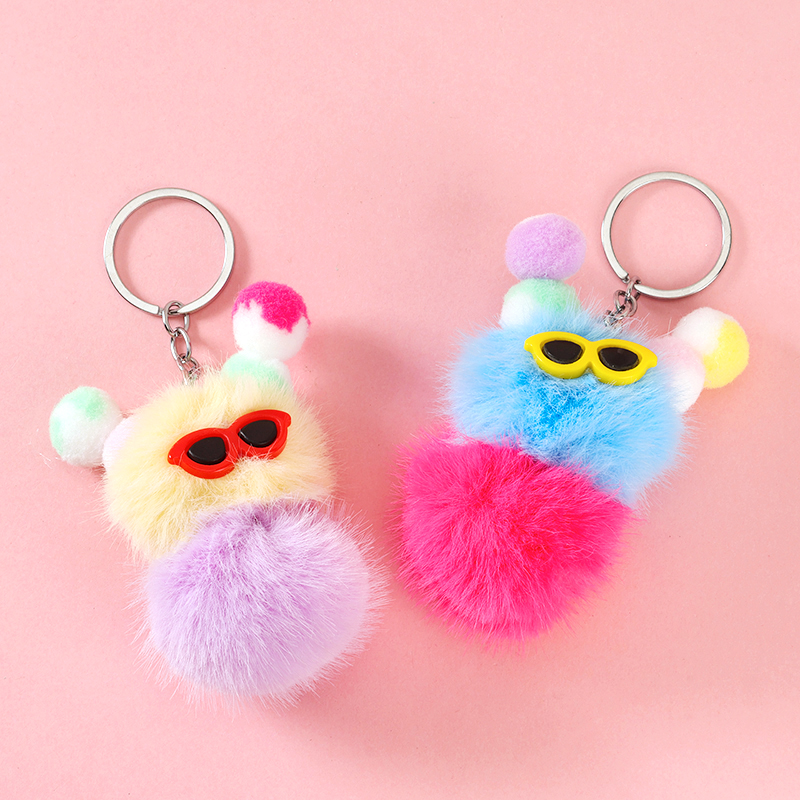 Glasses hairball caterpillar pendant