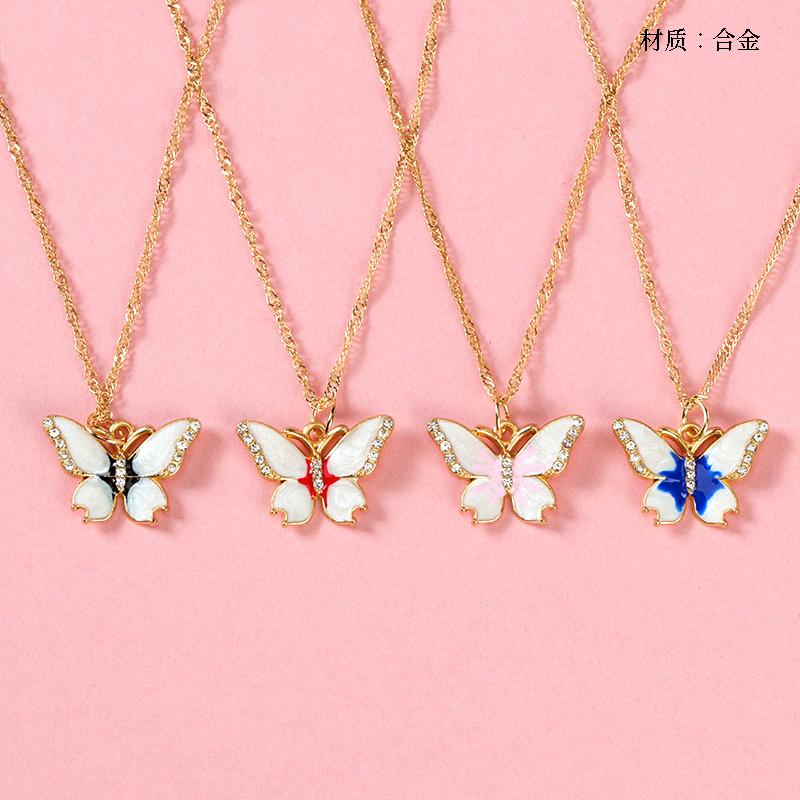 Colorful Enamel Butterfly Necklace