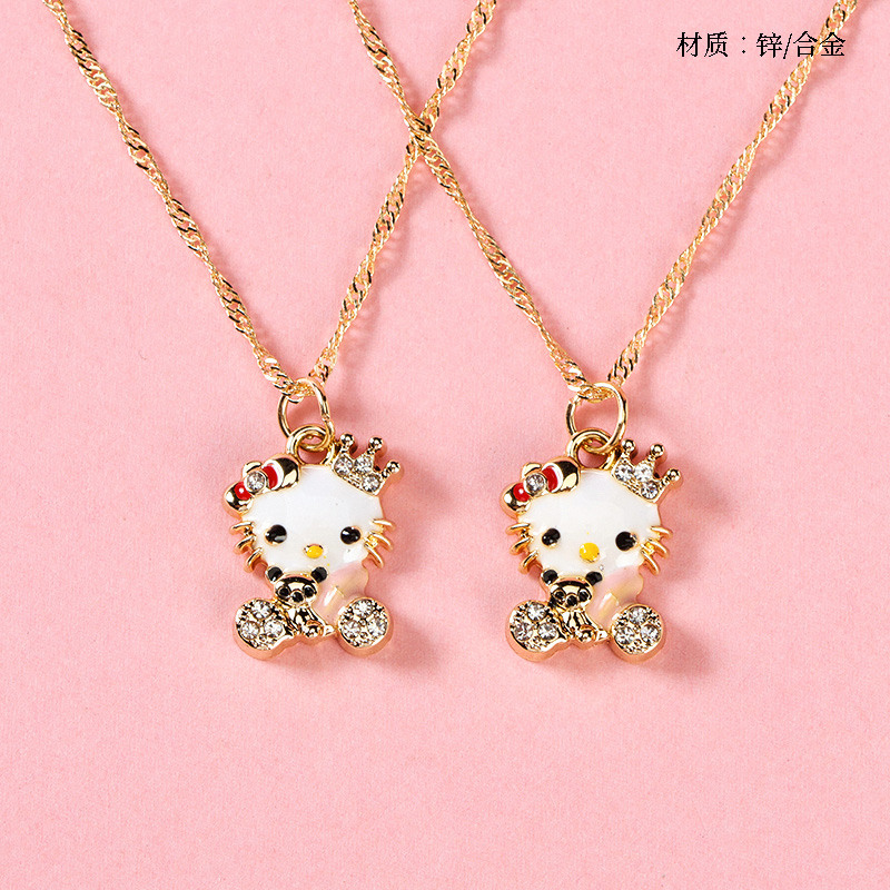 Cartoon Point Drill KT Cat Water Ripple Necklace