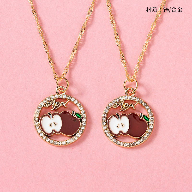 Drill ring drip apple water ripple necklace