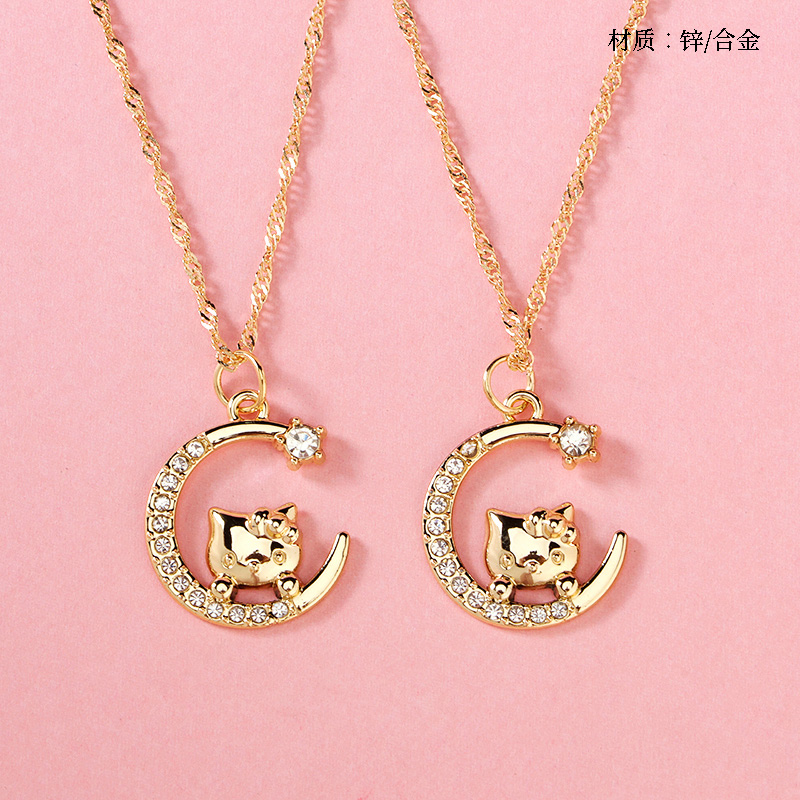 Moon Cat Water Ripple Necklace