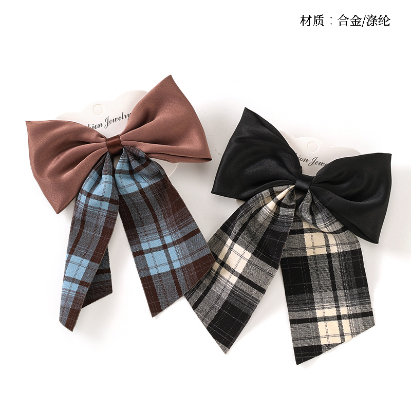 Double Pair Plaid Ribbon Bow-tie Duck Clip