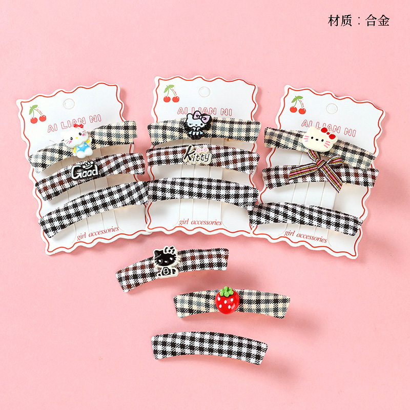 Boxed Houndstooth Cartoon Bow Accessories Duck Clip