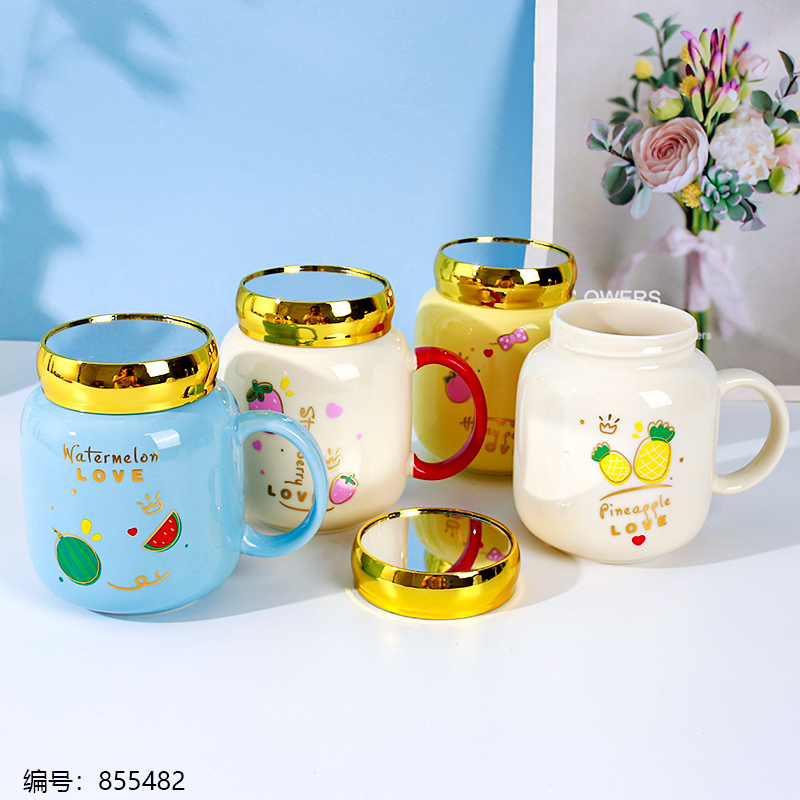 13888 Cartoon Fruit Mirror Ceramic Mug