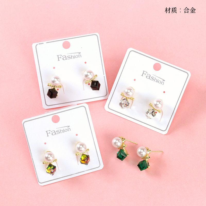 Long colorful zircon pearl earrings