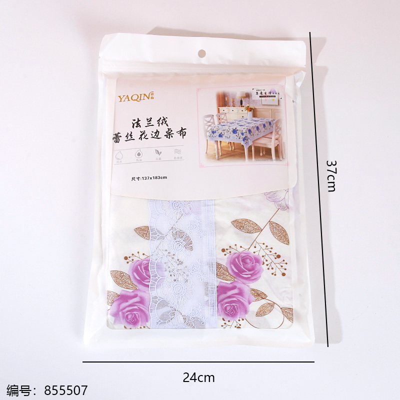 206438 Flannel Lace Tablecloth 137 x 183cm