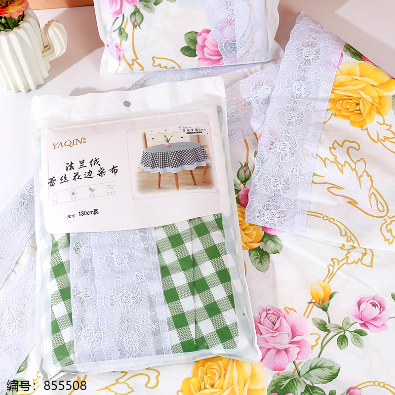 206480 Flannel Lace Round Tablecloth 180cm