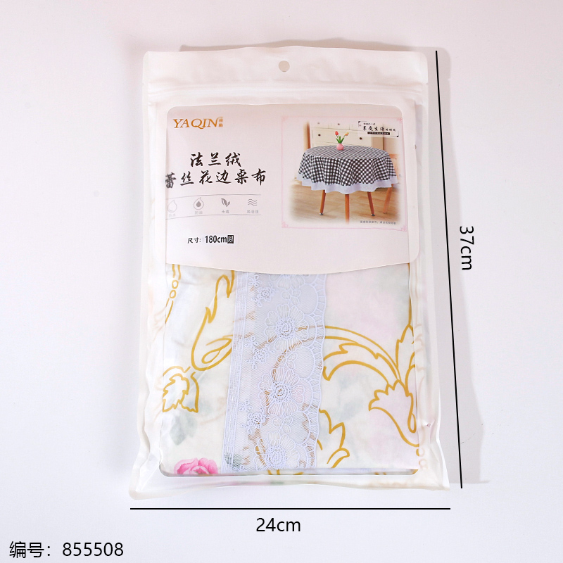 206480 Flannel Lace Round Tablecloth 180cm