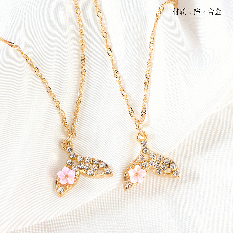 Dot Drill Flower Fishtail Water Ripple Necklace