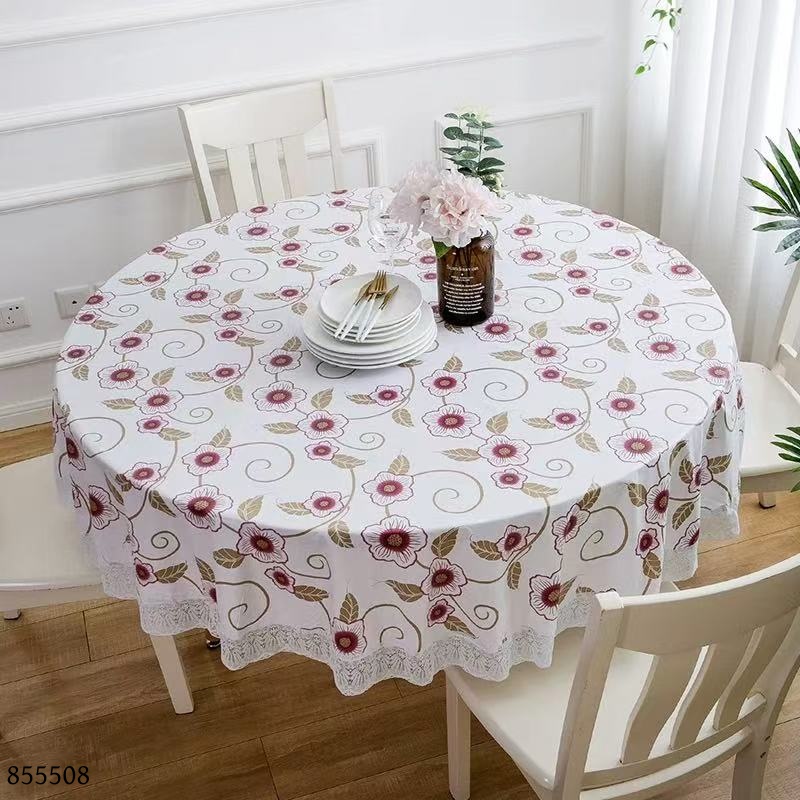 206480 Flannel Lace Round Tablecloth 180cm
