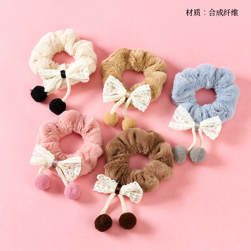 Lace fur ball bow tie big terry