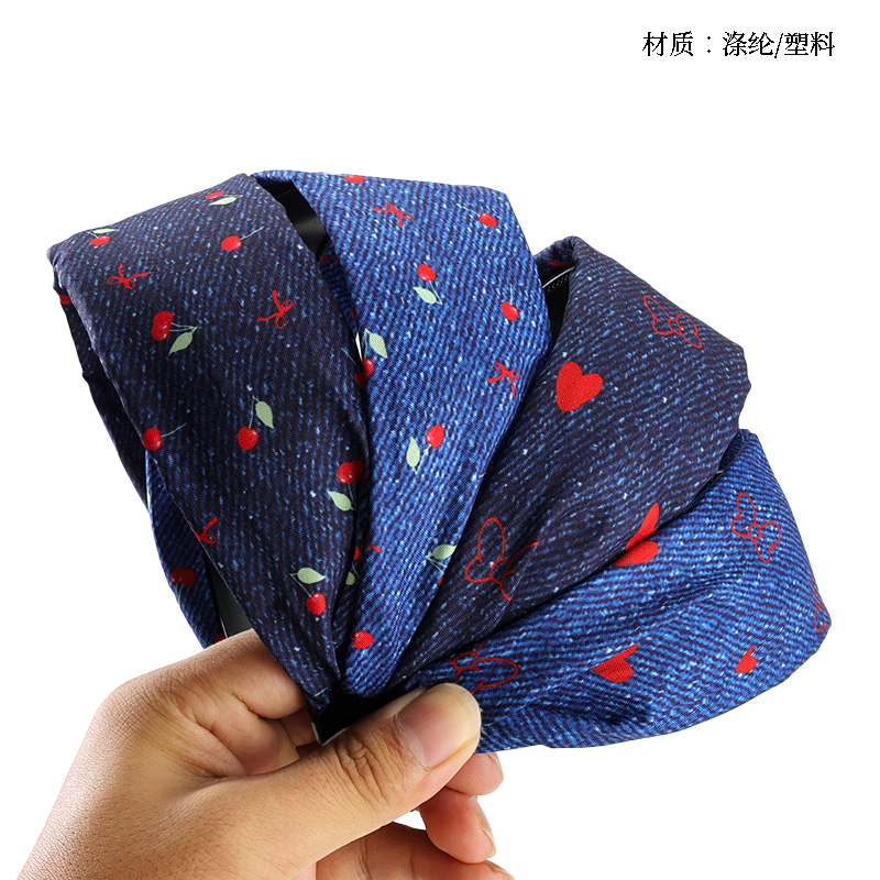 Wide mesh print denim buckle