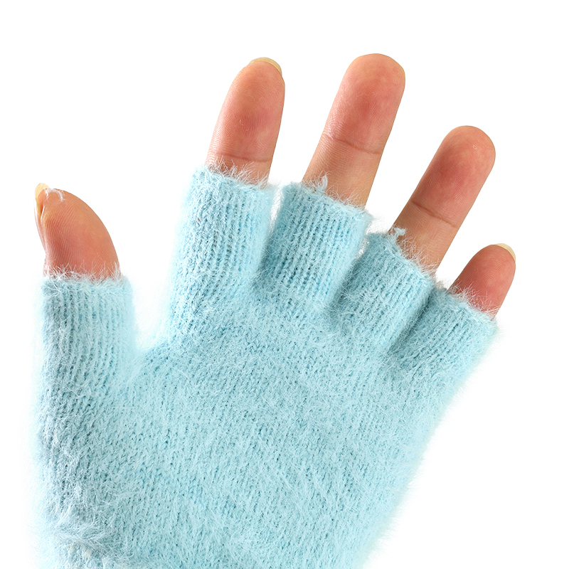 Women's mink hairy half-finger gloves
