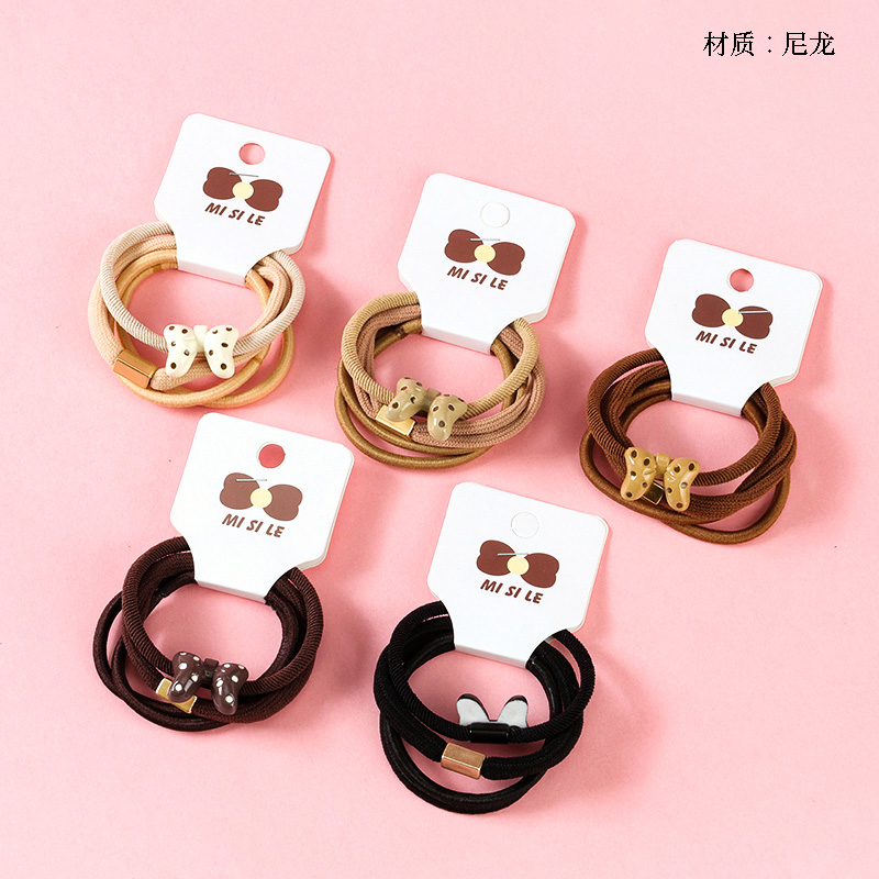 Curry color oil drop bow tie accessories rubber band (3)