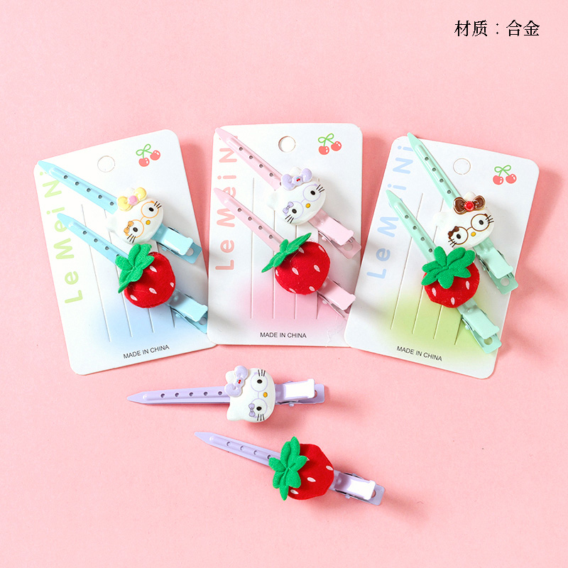 Boxed Strawberry KT Cat Accessories Tipped Duck Clip