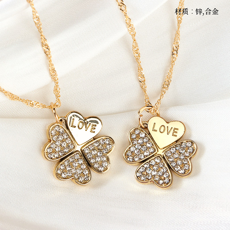 Diamond Letters Lucky Grass Water Ripple Necklace