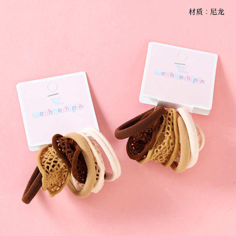 Curry color 3 3 grid cotton rubber band