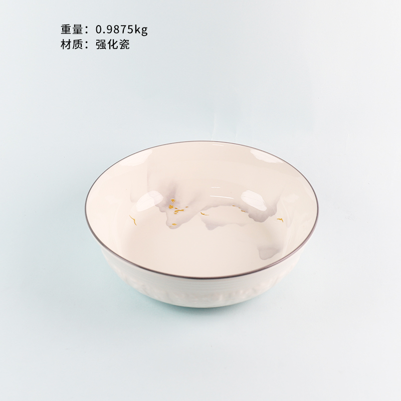 9 inch landscape painting relief bowl (230mm)