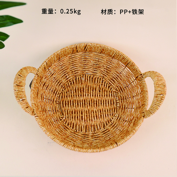 LN99 wrought iron wide-brimmed large binaural round basket