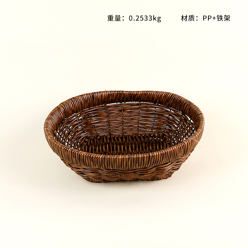 LN98 wrought iron wide-brimmed large round bowl basket