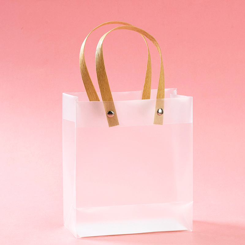Rivet frosted transparent small gift bag (vertical) 16*7*14