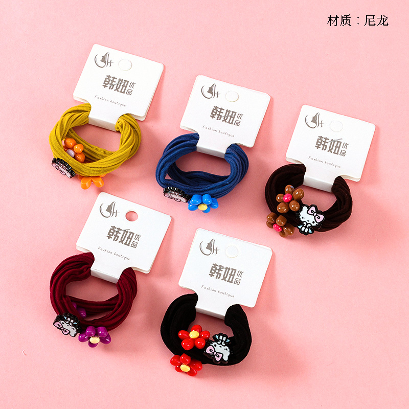 Color five-petal flower KT accessories rubber band (2)