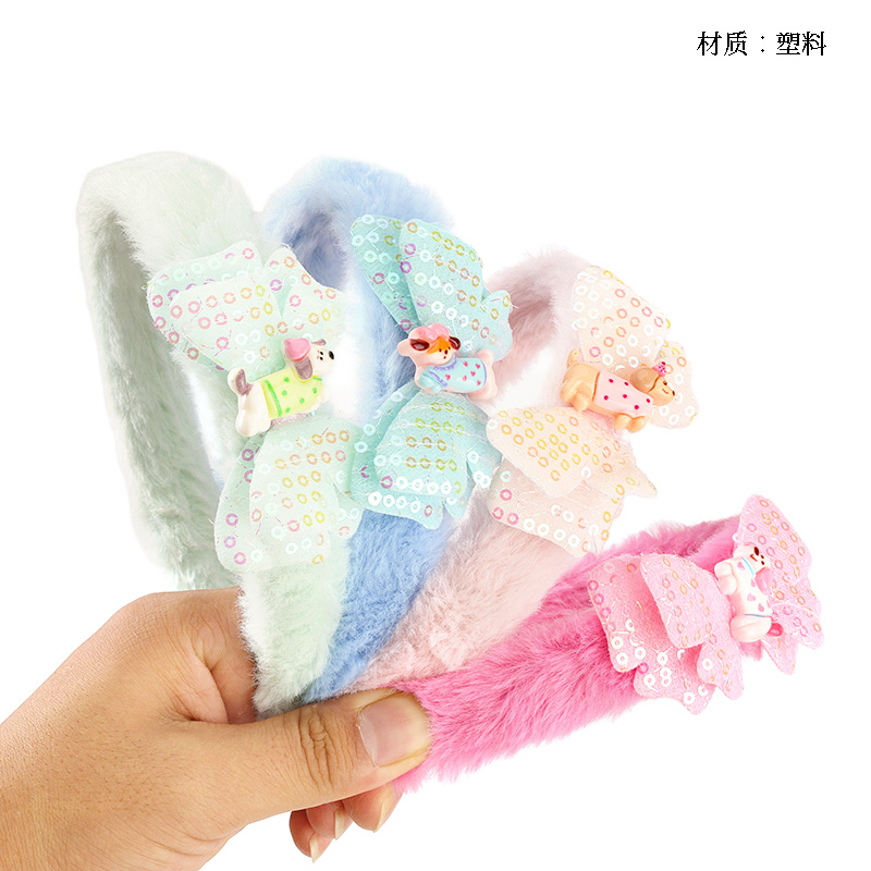 Sequin Butterfly Sausage Dog Accessories Plush Head Buckle