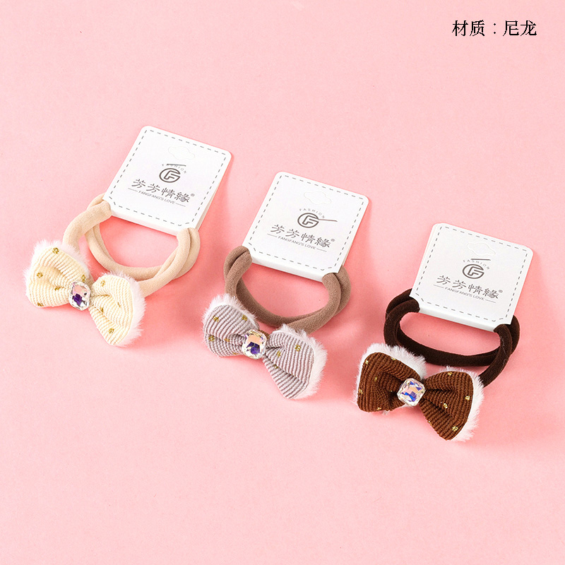 Two Plush Beads Bow Cotton Bands