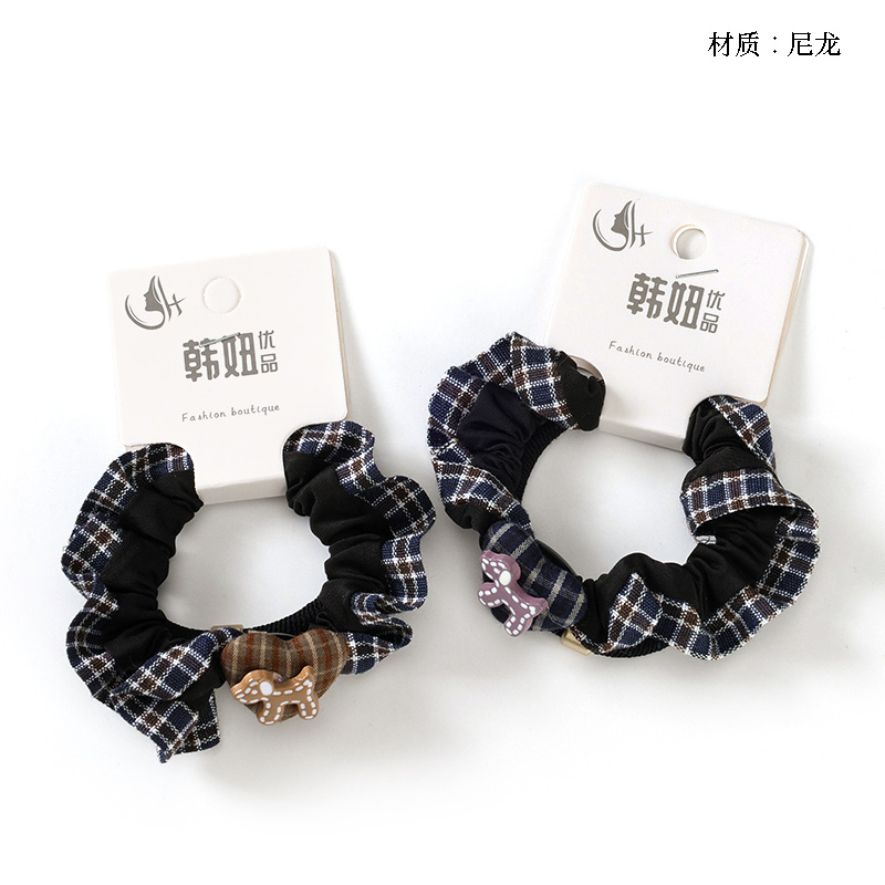 Plaid buckle puppy accessories rubber band (2)