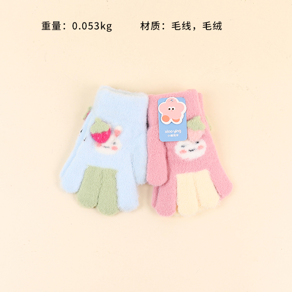 C508 children's full finger plush gloves - Image 2
