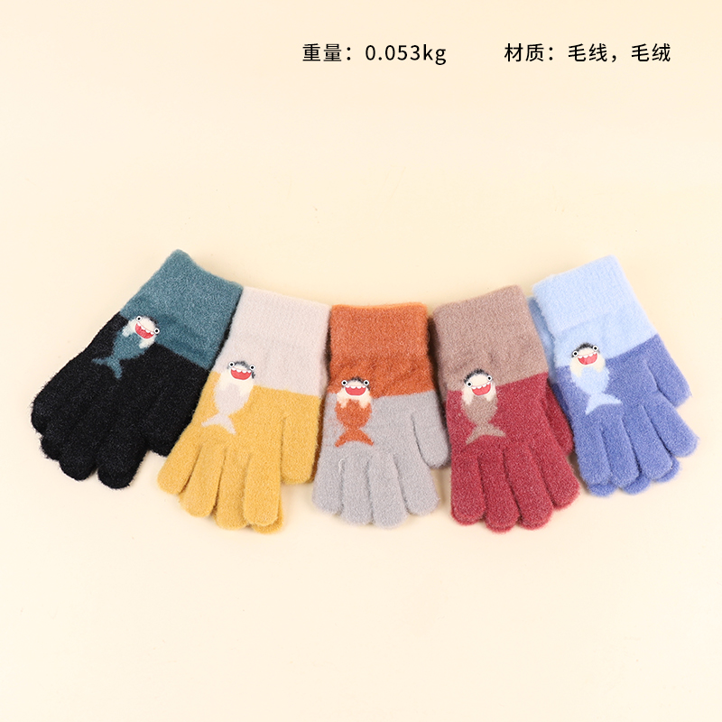 C503 children's full finger plush gloves
