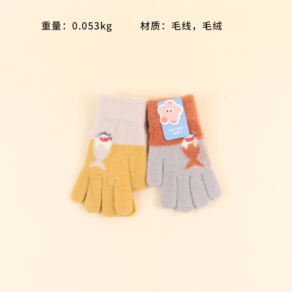 C503 children's full finger plush gloves - Image 2