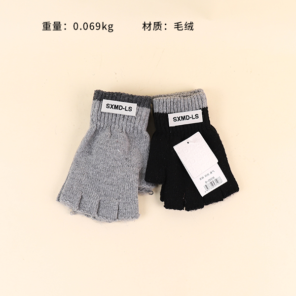 B25006 men's half finger plush gloves - Gambar 2