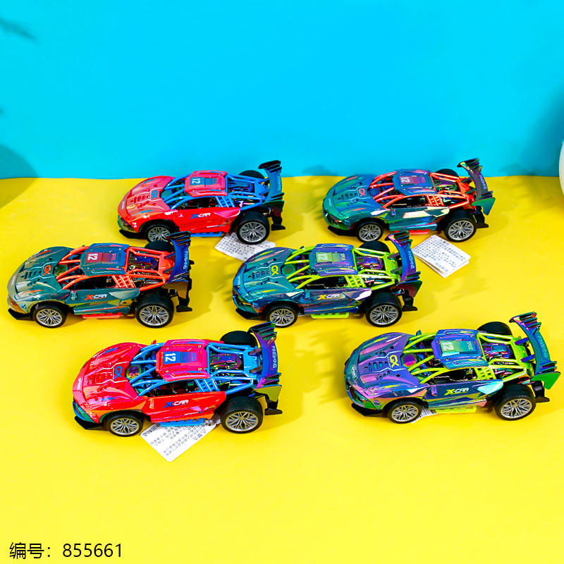 HY-63 Neon Paint Shell Pull-Back Race Car Toy (1 x 6)