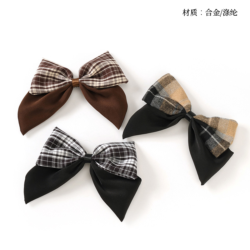 Double Plaid Bow Duck Clip