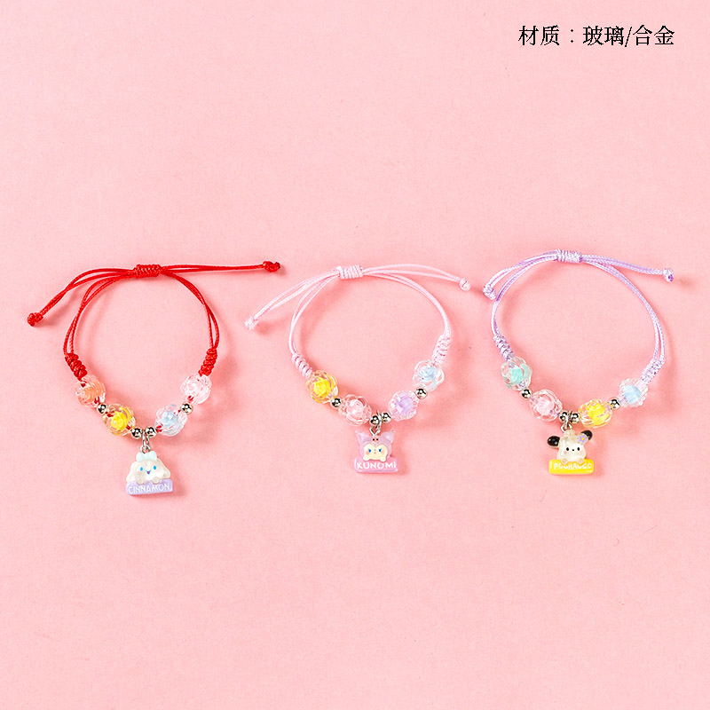 Transparent Bead Pendant Woven Bracelet