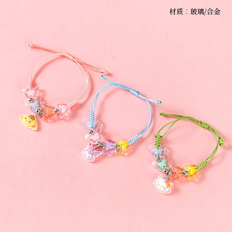 Butterfly Beaded Pendant Woven Bracelet