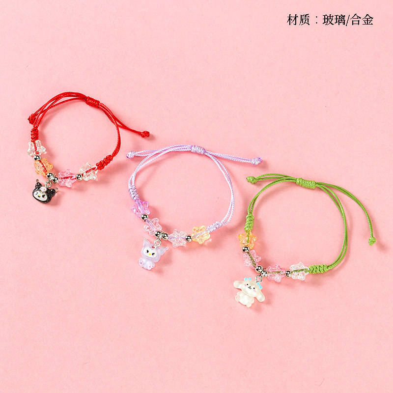 Crack Star Beaded Pendant Woven Bracelet