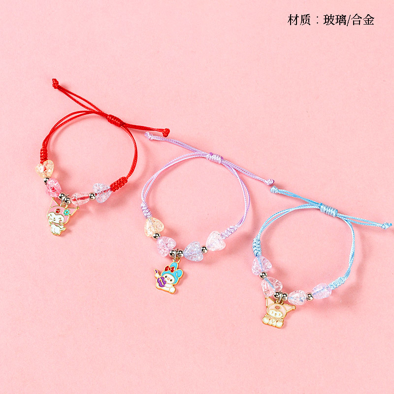 Love Beaded Pendant Woven Bracelet